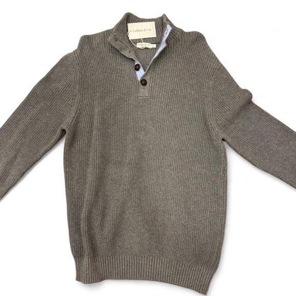 Collars & Co - Charcoal Grey Button-Up Turtleneck Sweater - NWT, Size Large - Picture 3 of 7